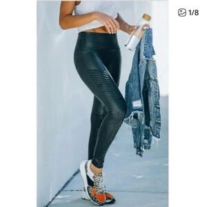 Spanx Faux Leather Moto Leggings Slimming Shapewear Size S 4-6